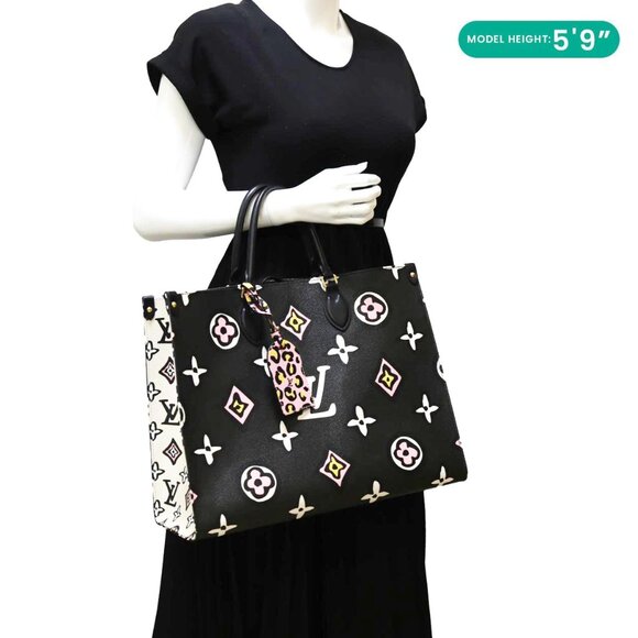 Louis Vuitton  Onthego GM Wild At Heart Monogram Giant Canvas Tote Bag Black - Picture 2 of 12